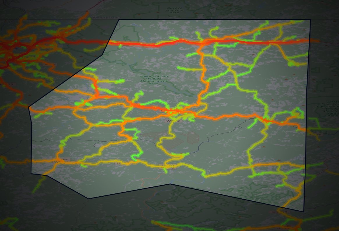 Traffic map of Preston, West Virginia