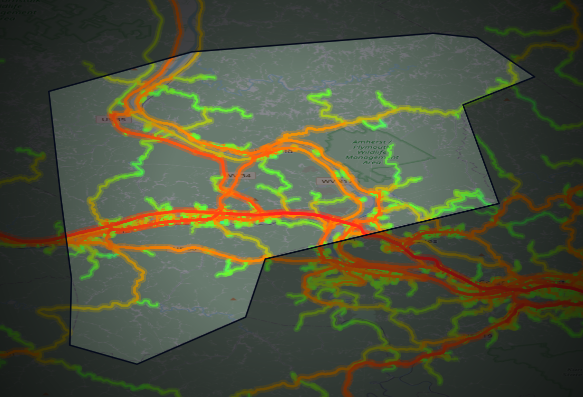 Traffic map of Putnam, West Virginia