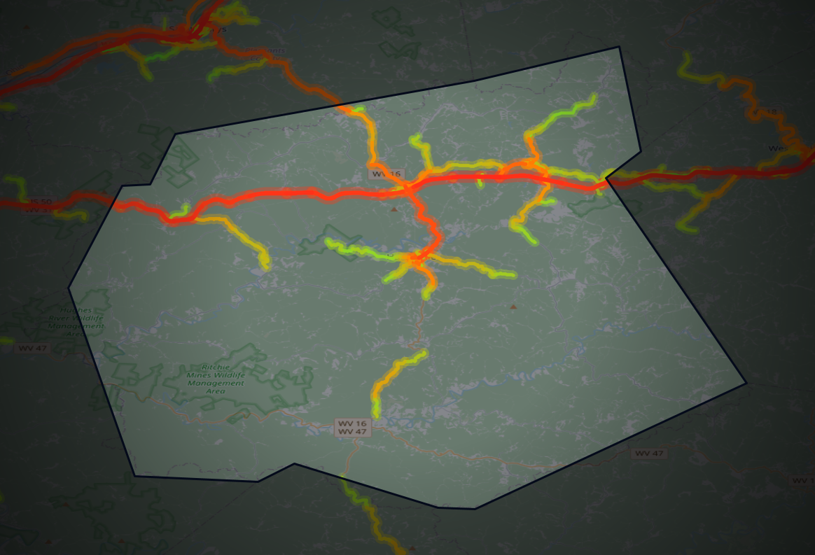 Traffic map of Ritchie, West Virginia