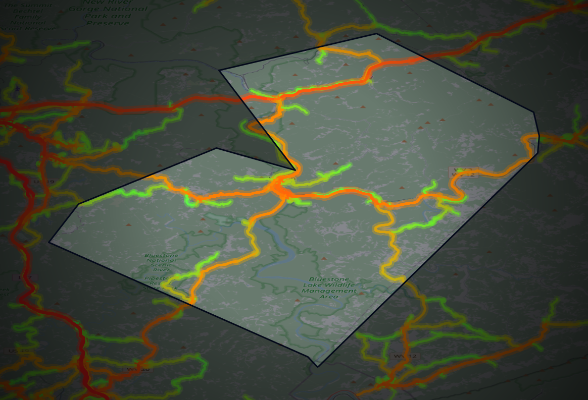 Traffic map of Summers, West Virginia