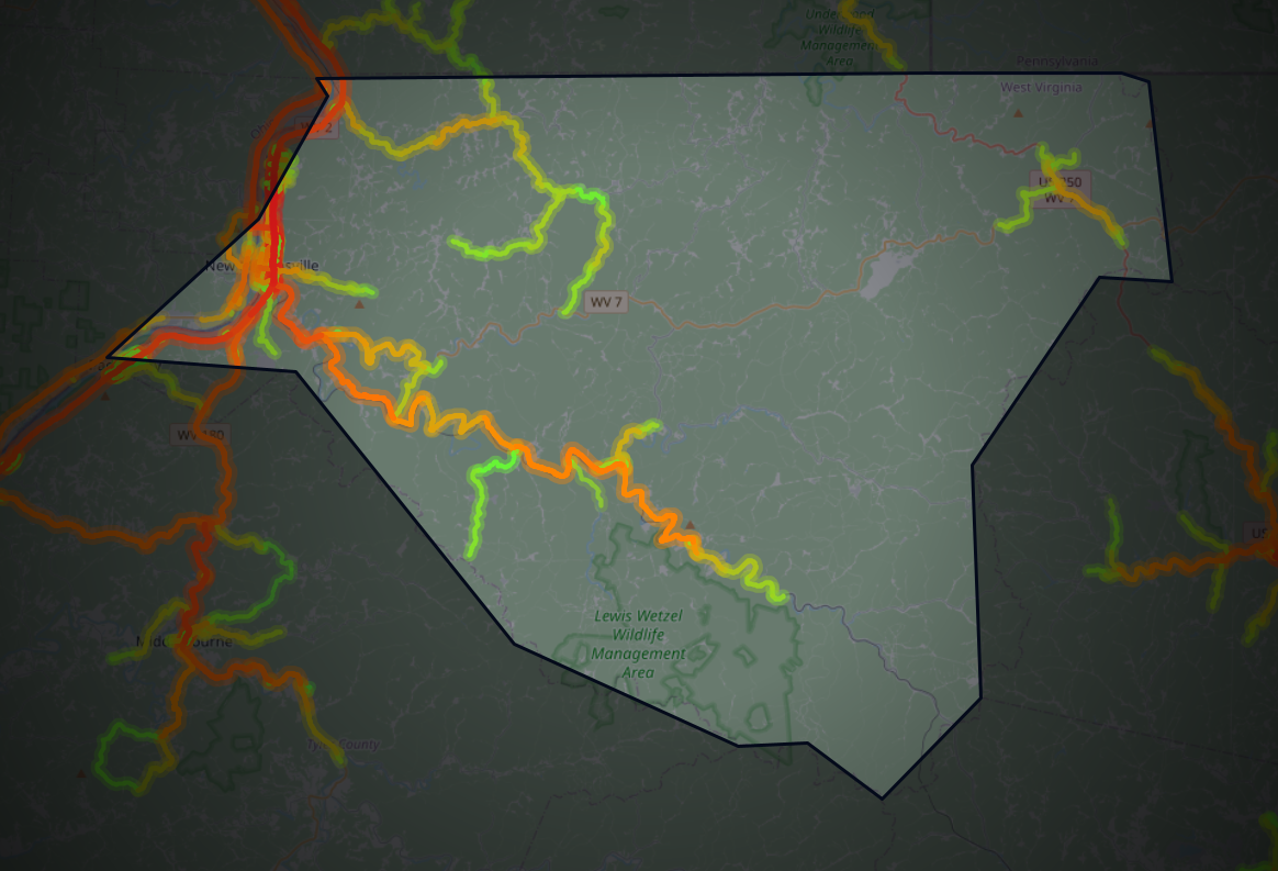 Traffic map of Wetzel, West Virginia