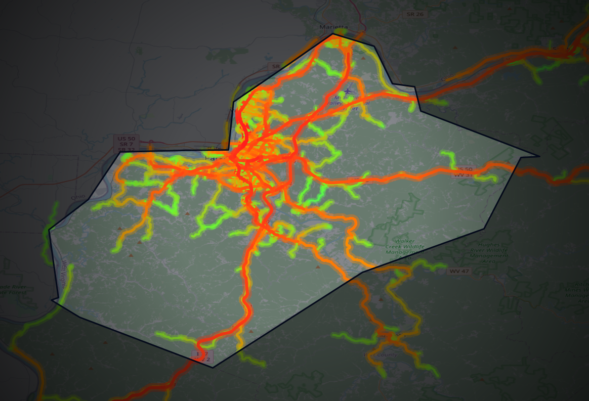 Traffic map of Wood, West Virginia
