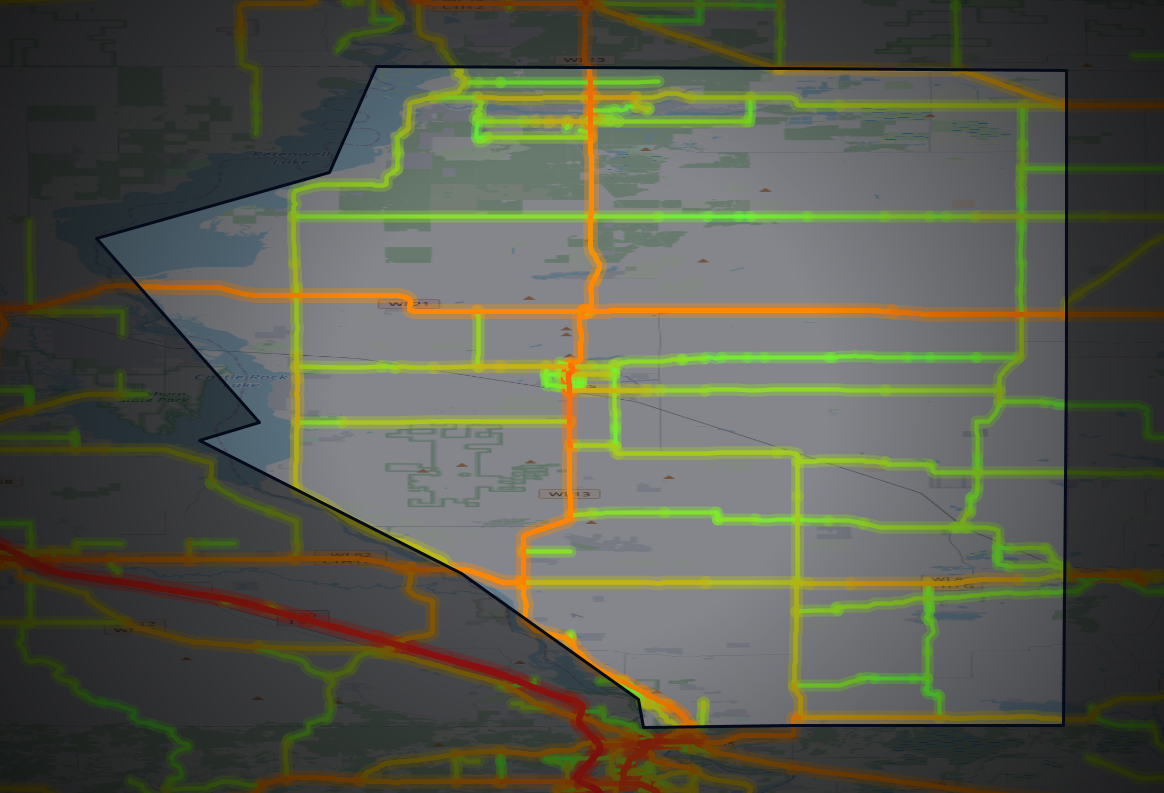 Traffic map of Adams, Wisconsin