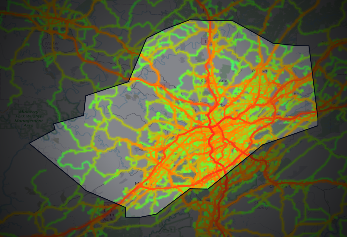 Traffic map of Jefferson, Alabama