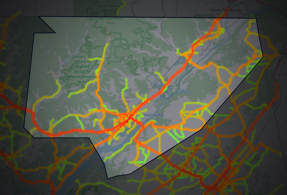 Traffic map of Jackson, Alabama