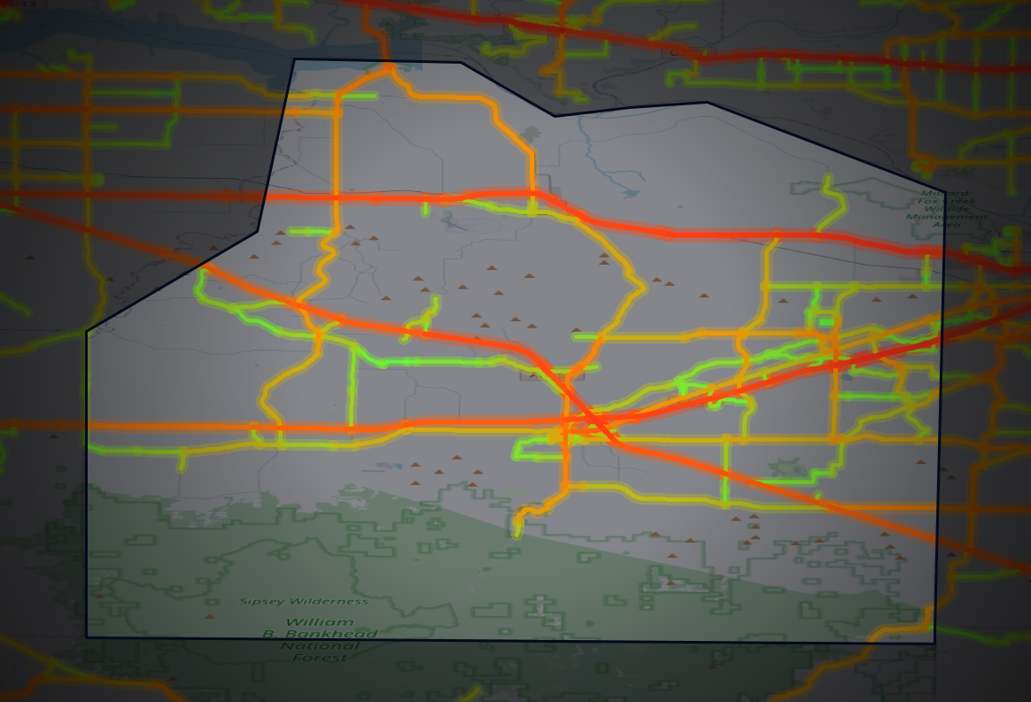 Traffic map of Lawrence, Alabama
