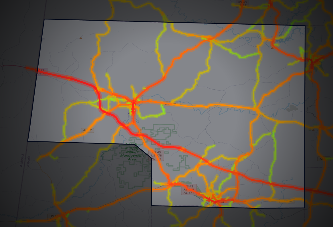 Traffic map of Marion, Alabama