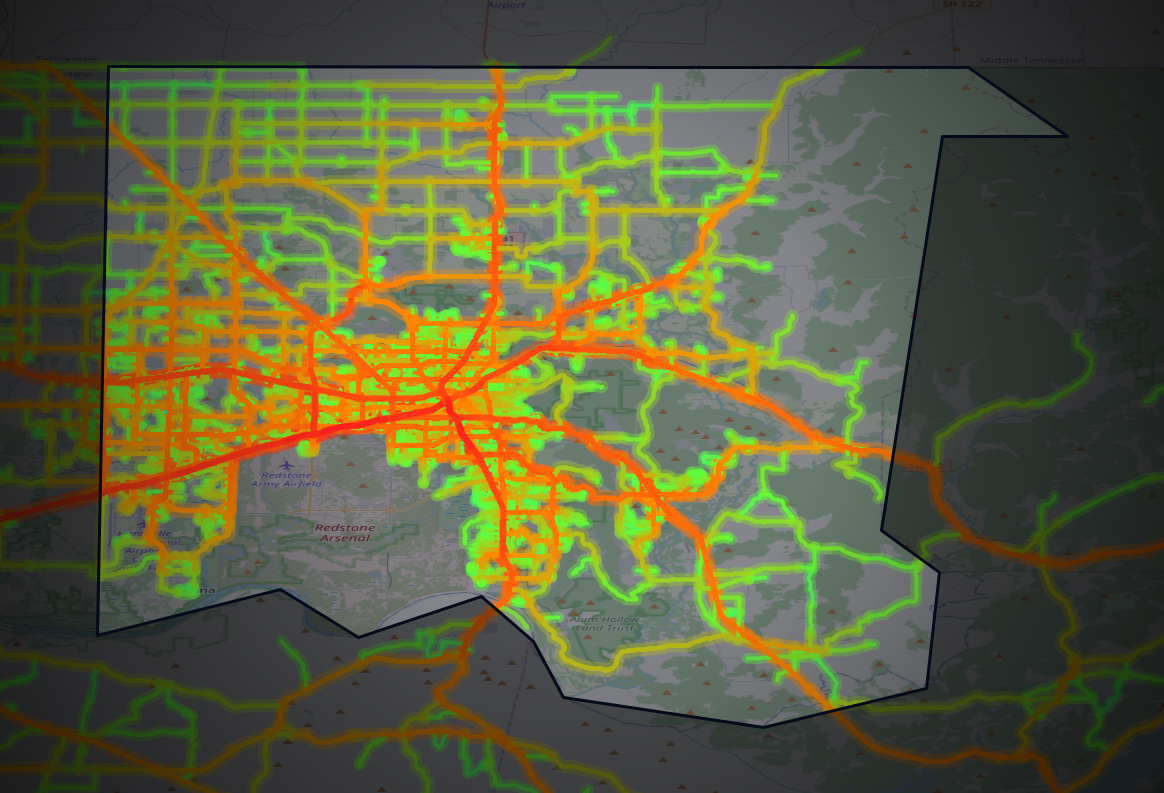 Traffic map of Madison, Alabama