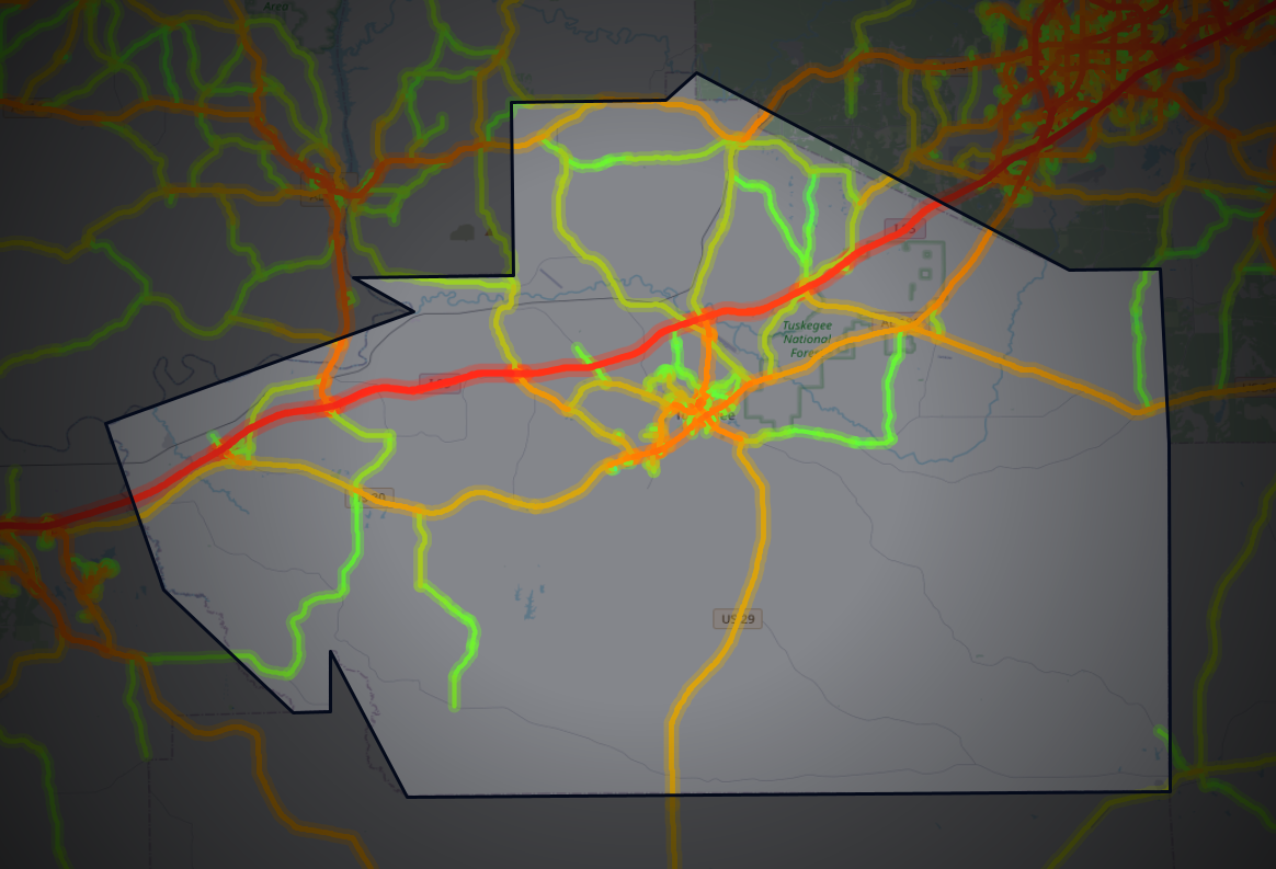 Traffic map of Macon, Alabama