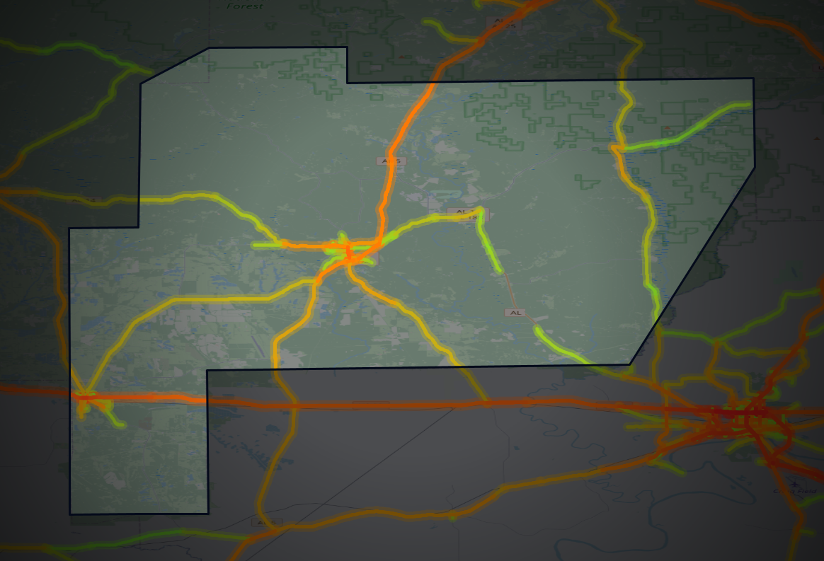 Traffic map of Perry, Alabama