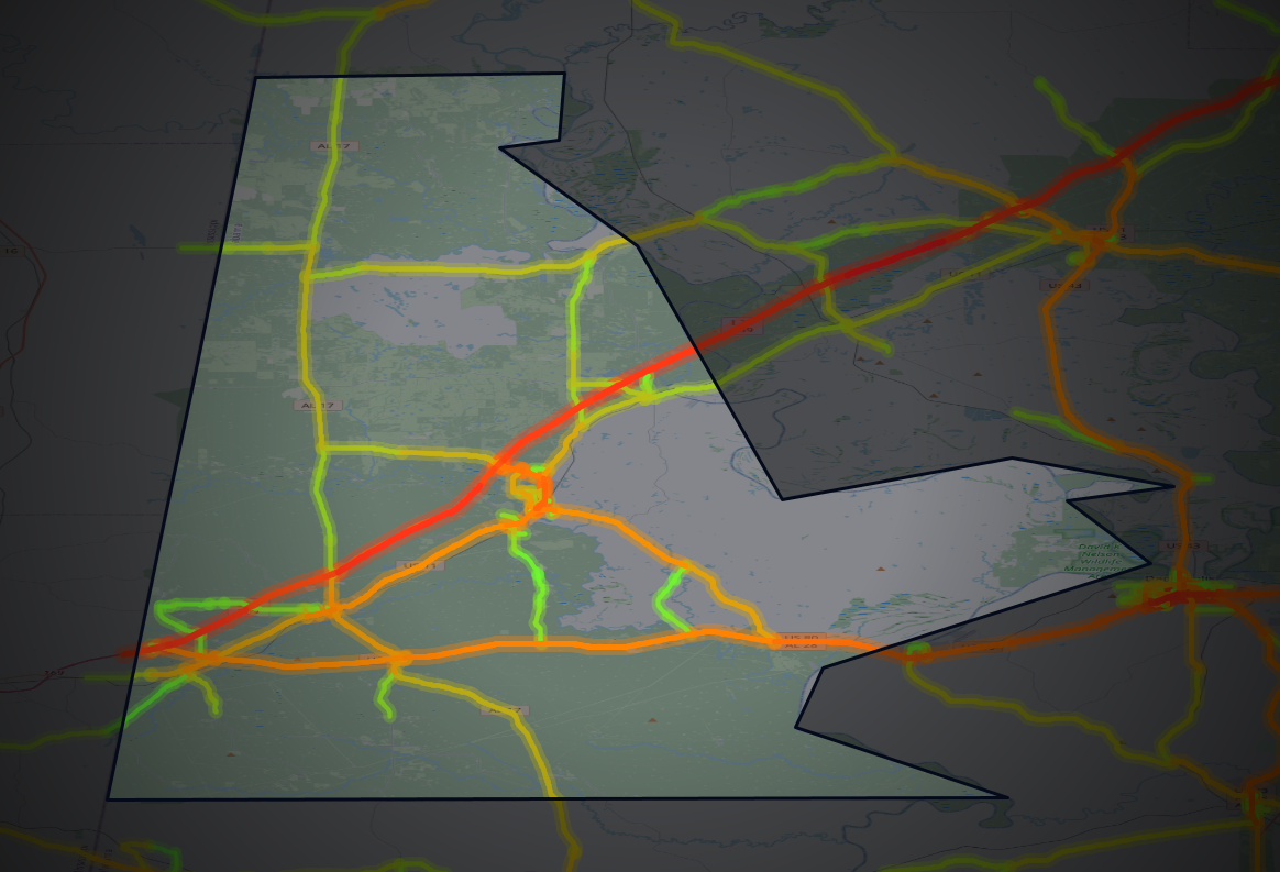 Traffic map of Sumter, Alabama