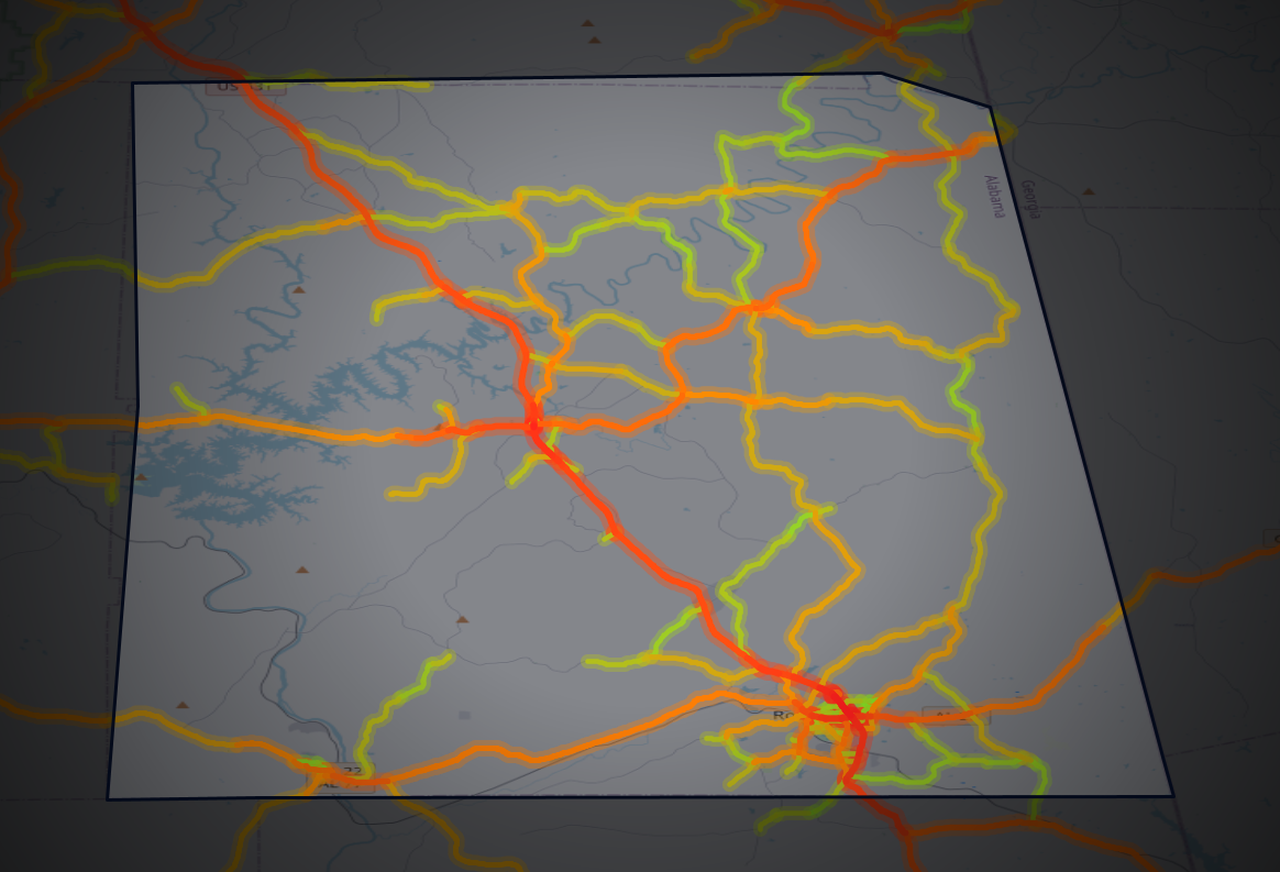 Traffic map of Randolph, Alabama