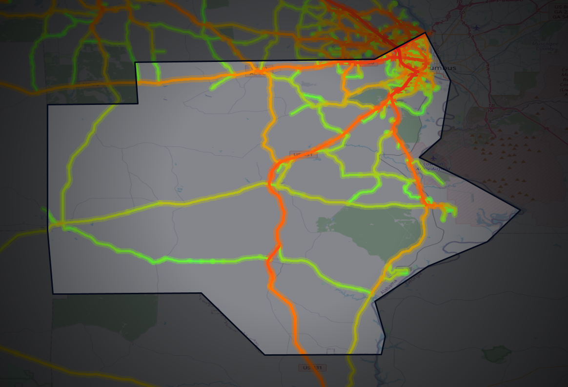 Traffic map of Russell, Alabama