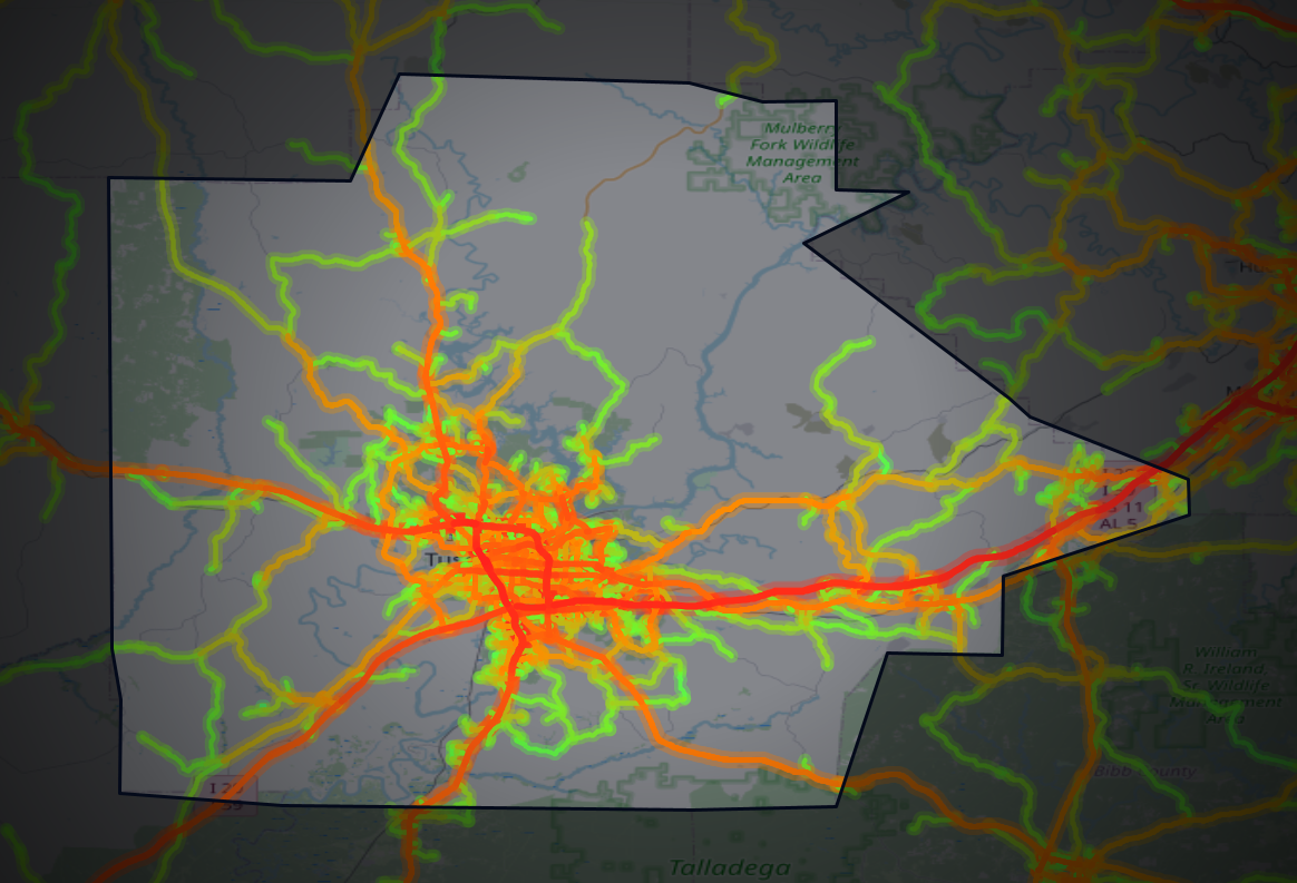Traffic map of Tuscaloosa, Alabama