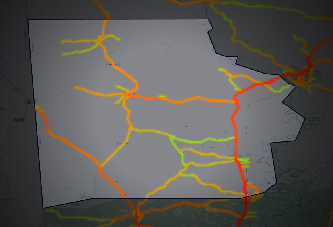 Traffic map of Washington, Alabama