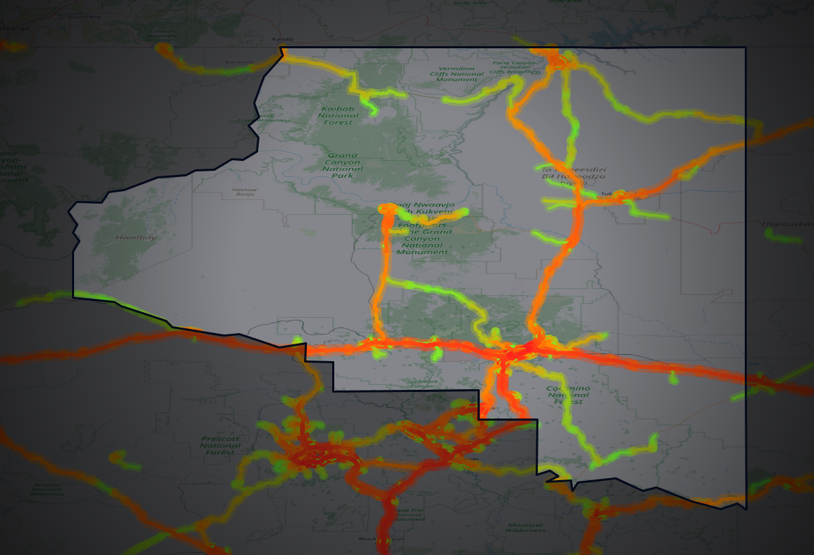Traffic map of Coconino, Arizona