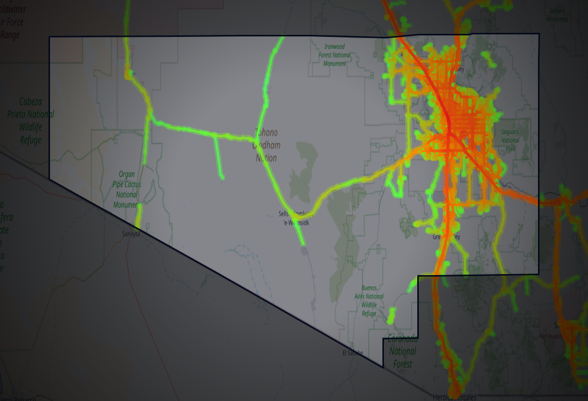 Traffic map of Pima, Arizona