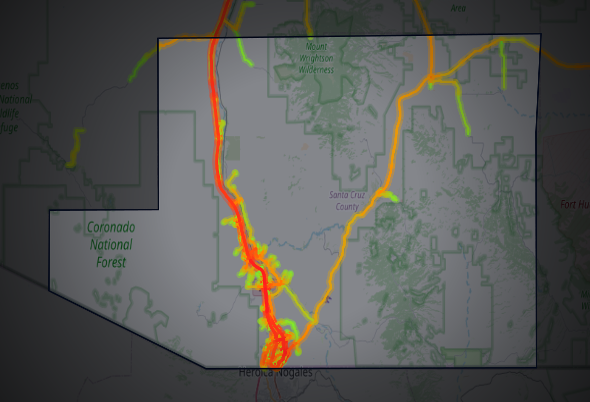 Traffic map of Santa Cruz, Arizona