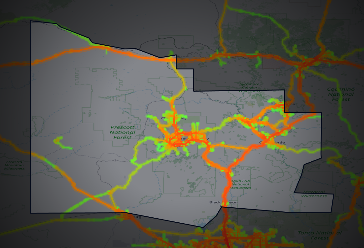 Traffic map of Yavapai, Arizona