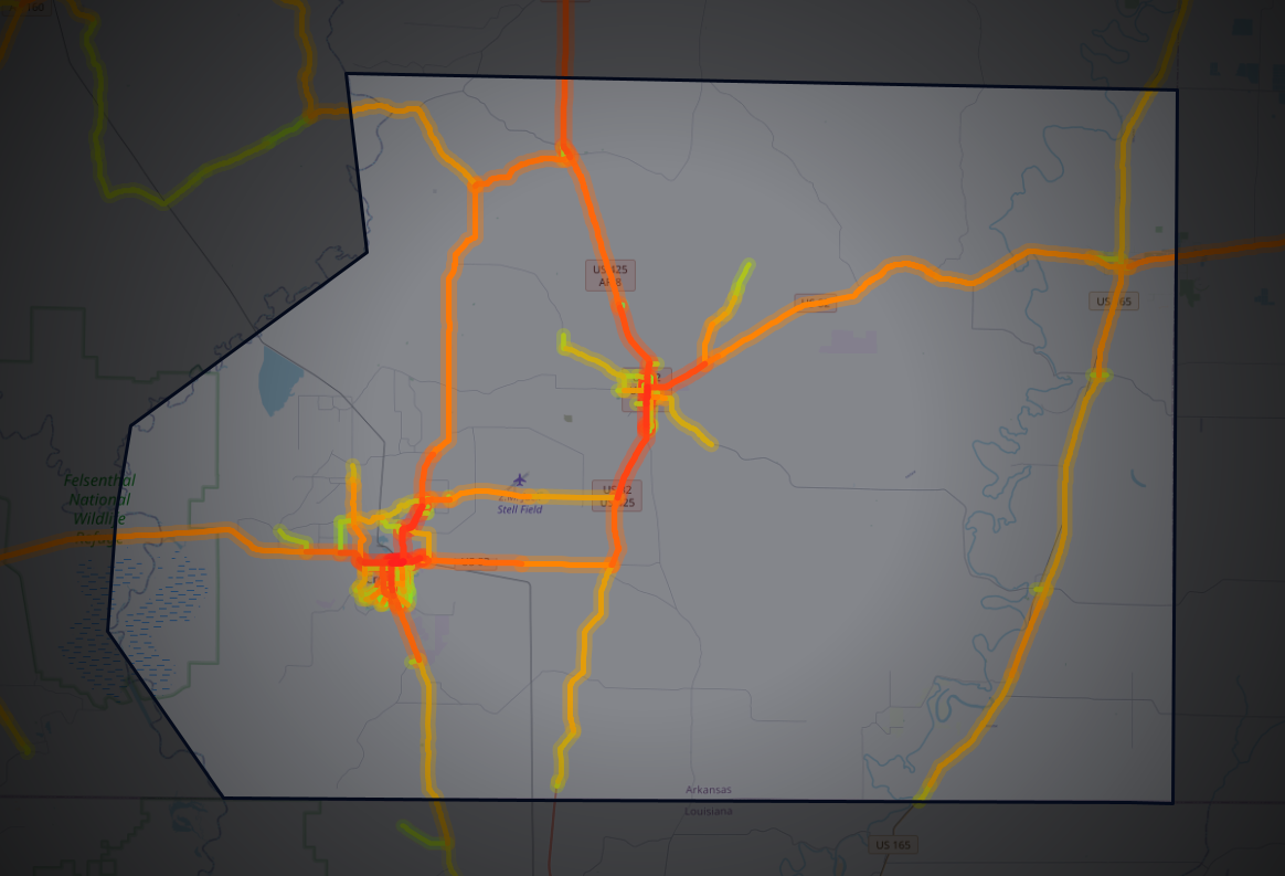 Traffic map of Ashley, Arkansas
