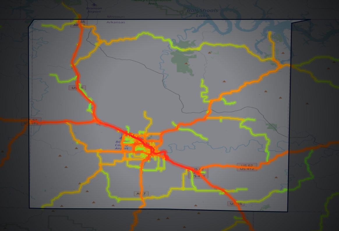 Traffic map of Boone, Arkansas