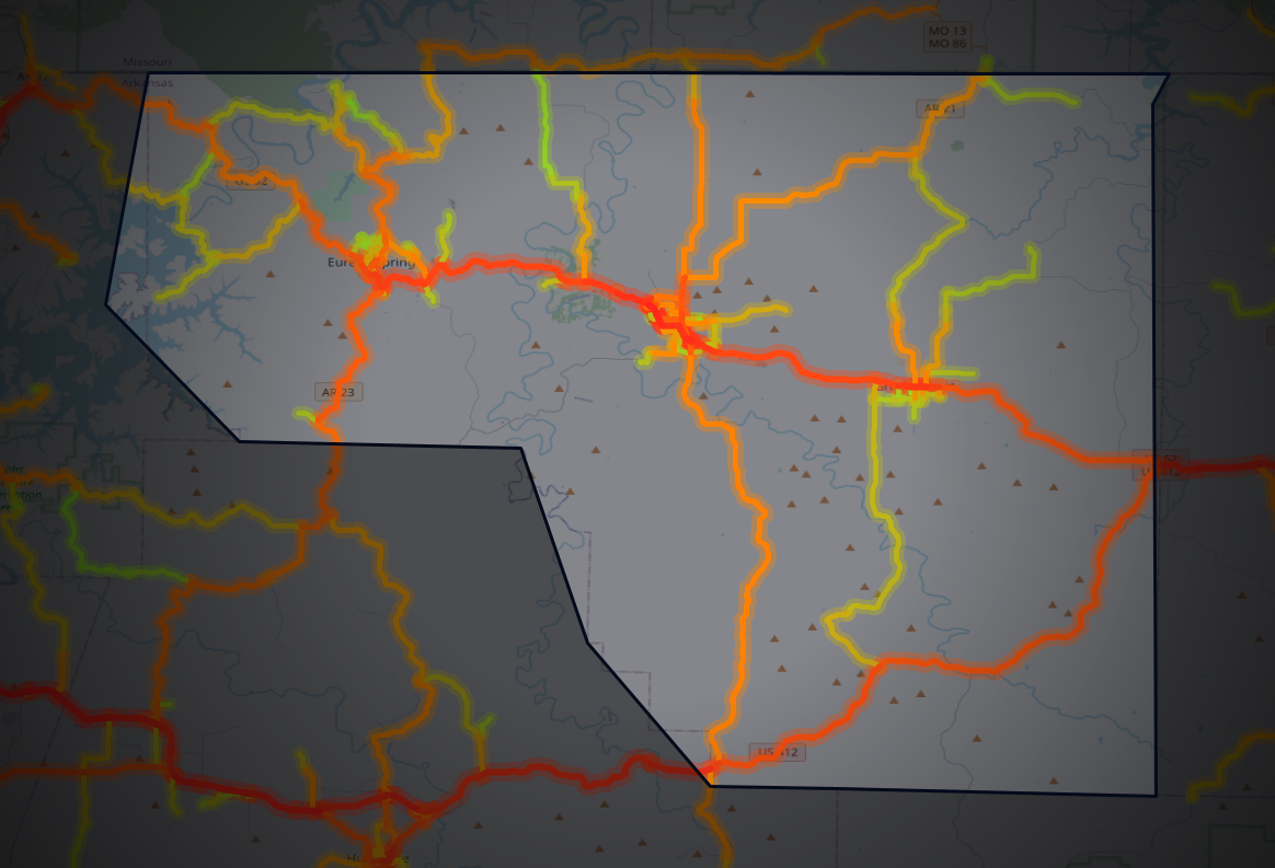 Traffic map of Carroll, Arkansas