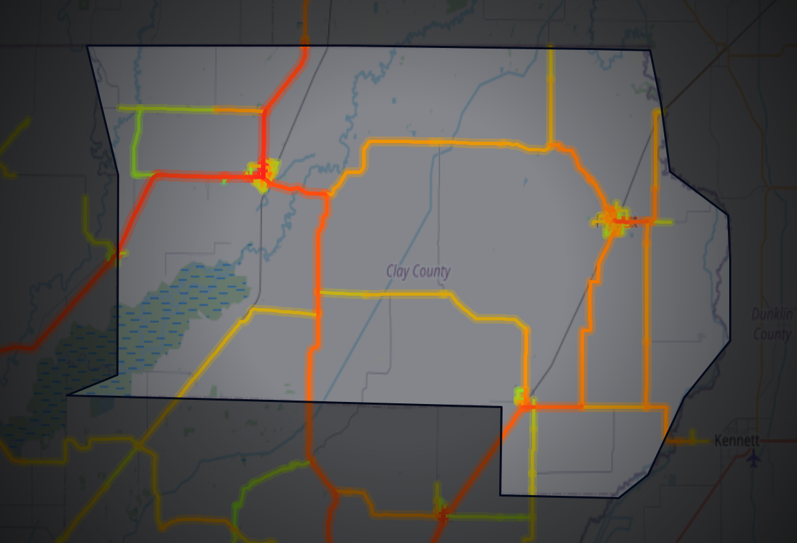 Traffic map of Clay, Arkansas