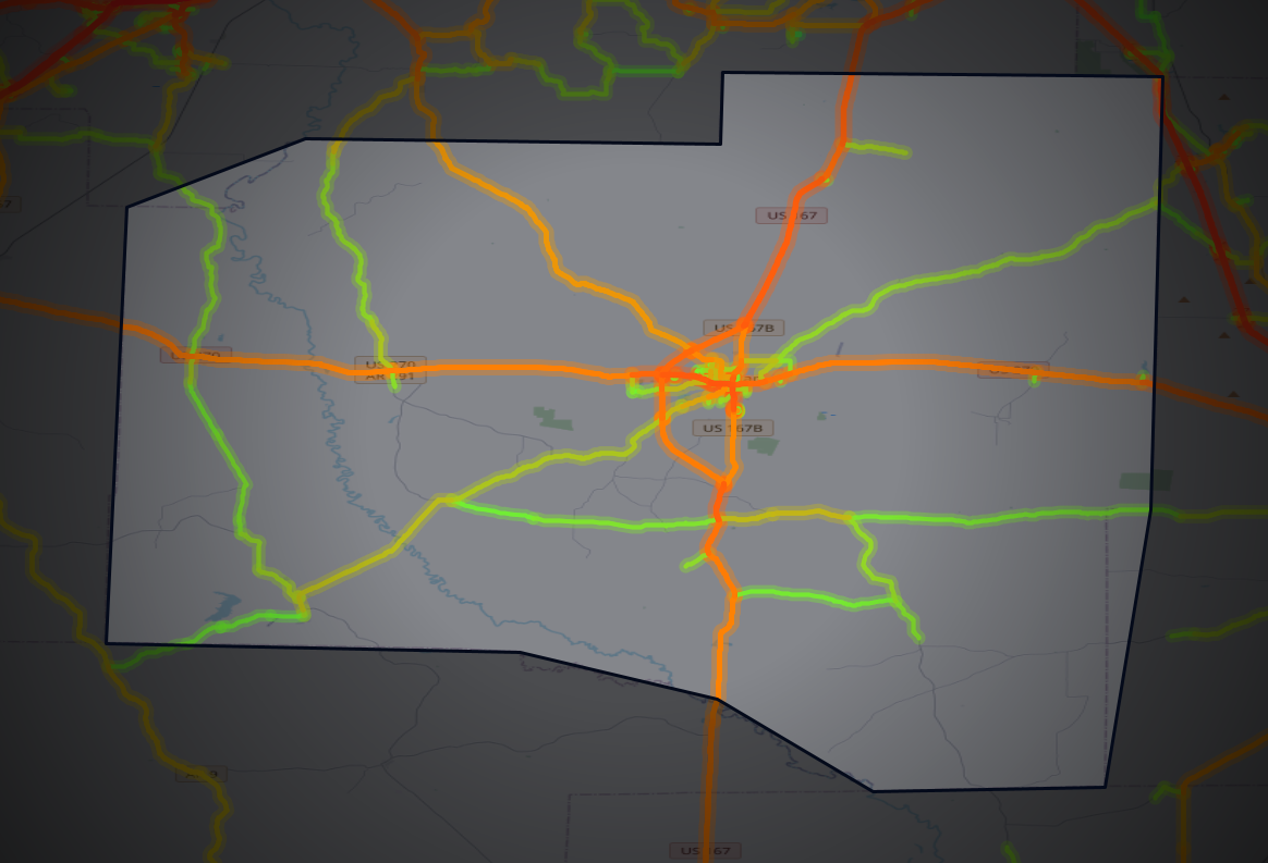 Traffic map of Grant, Arkansas