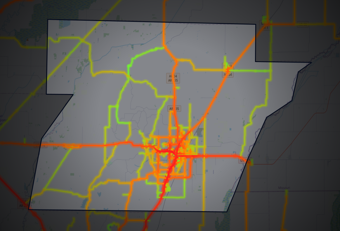 Traffic map of Greene, Arkansas