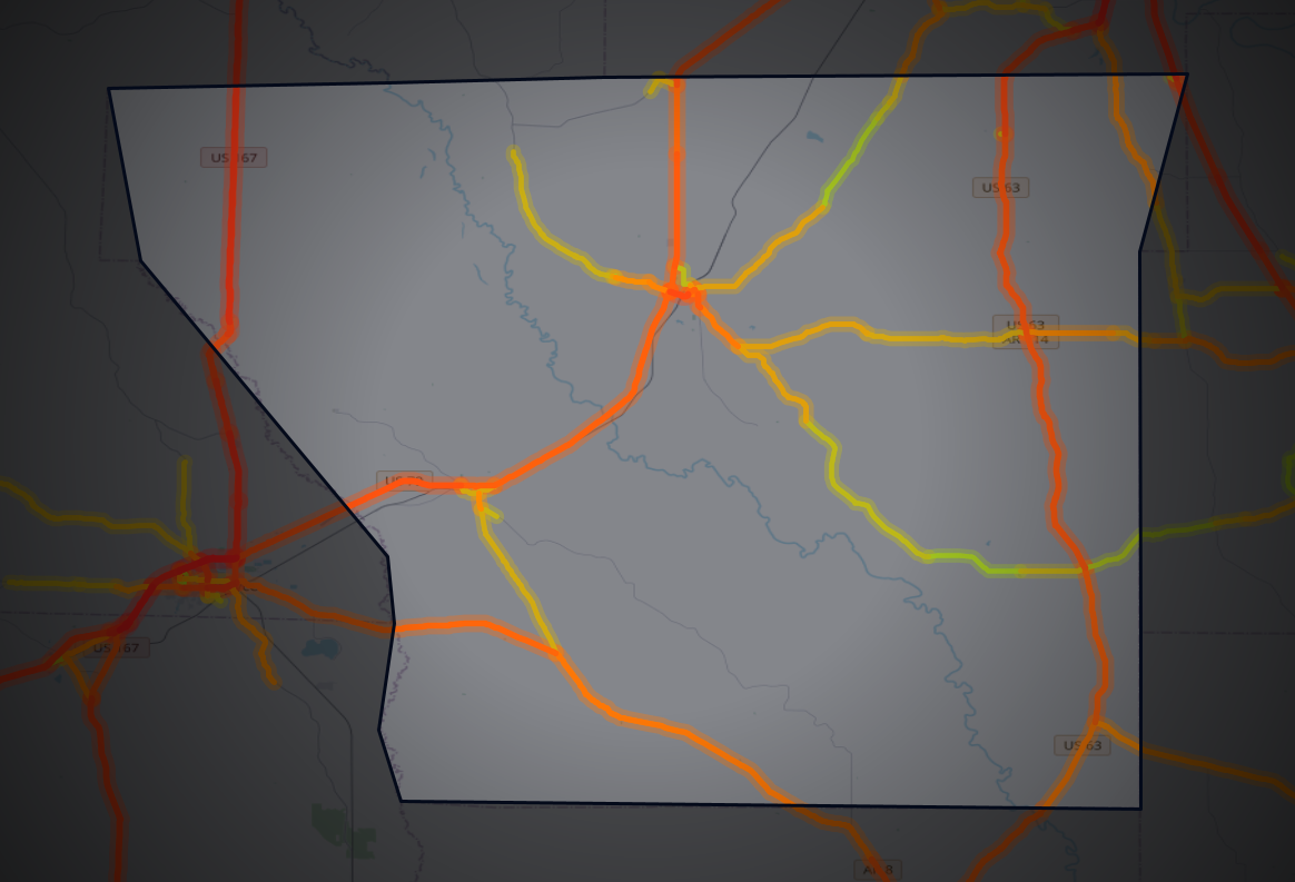Traffic map of Cleveland, Arkansas