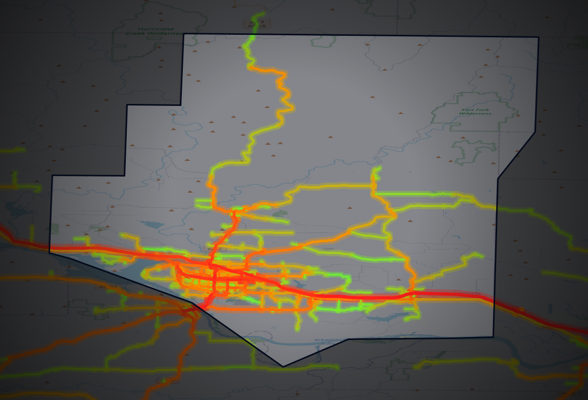 Traffic map of Pope, Arkansas