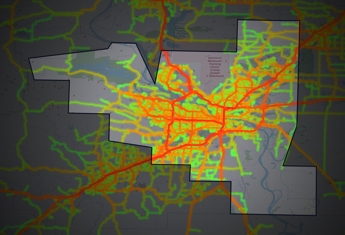 Traffic map of Pulaski, Arkansas