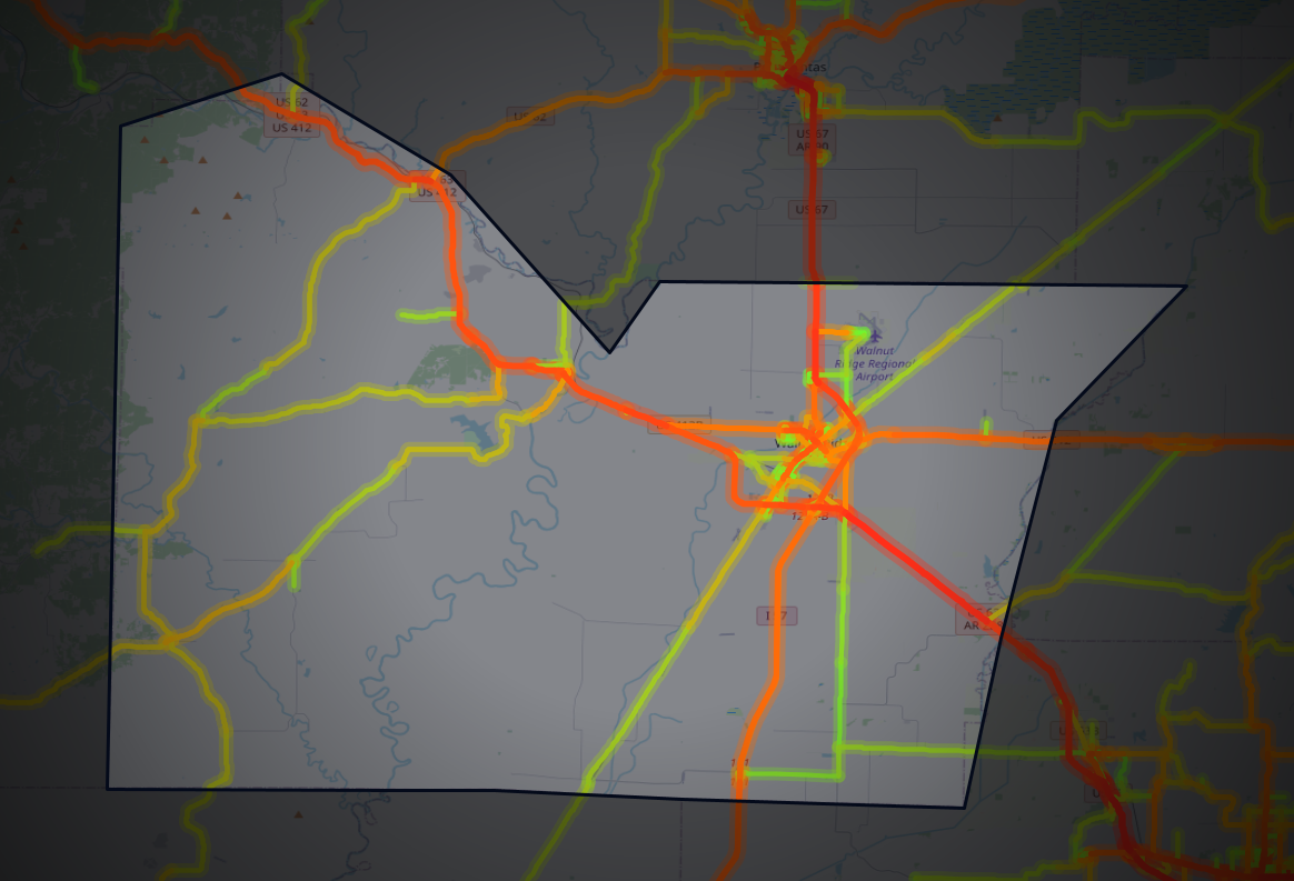 Traffic map of Lawrence, Arkansas