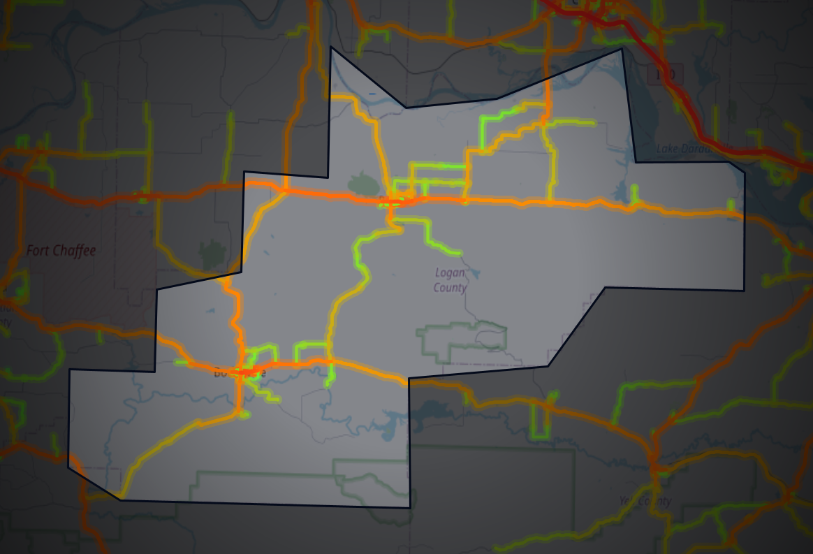 Traffic map of Logan, Arkansas