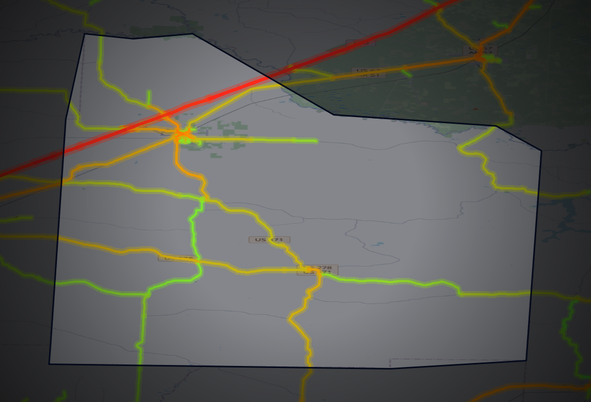 Traffic map of Nevada, Arkansas