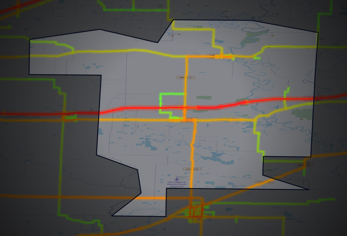 Traffic map of Prairie, Arkansas