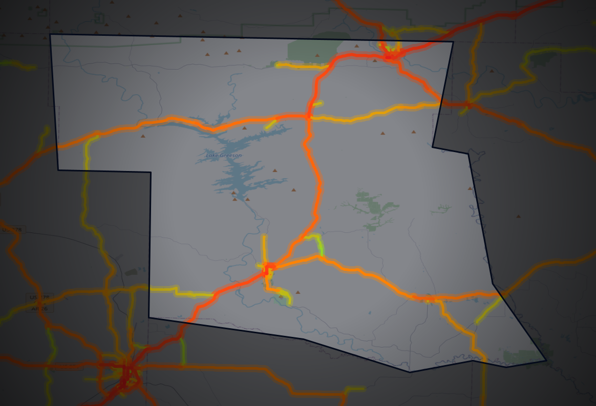 Traffic map of Pike, Arkansas