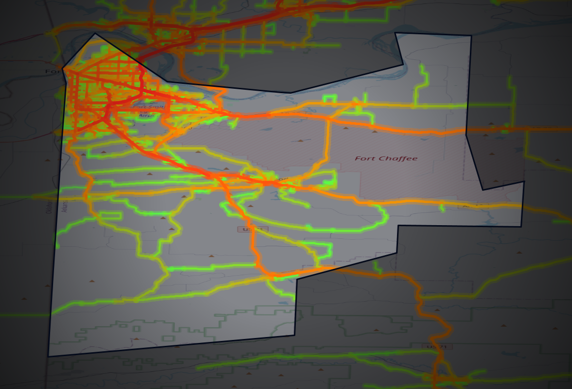 Traffic map of Sebastian, Arkansas