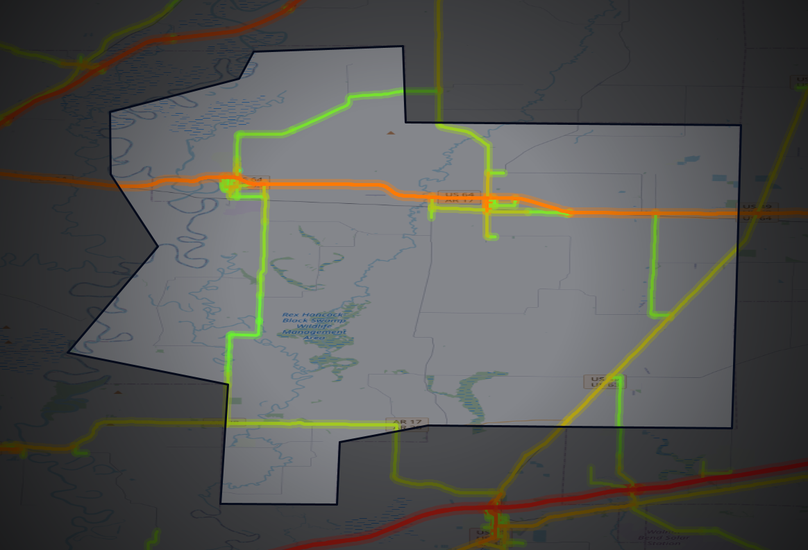 Traffic map of Woodruff, Arkansas