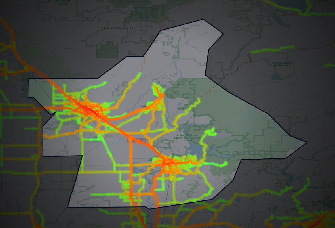 Traffic map of Butte, California