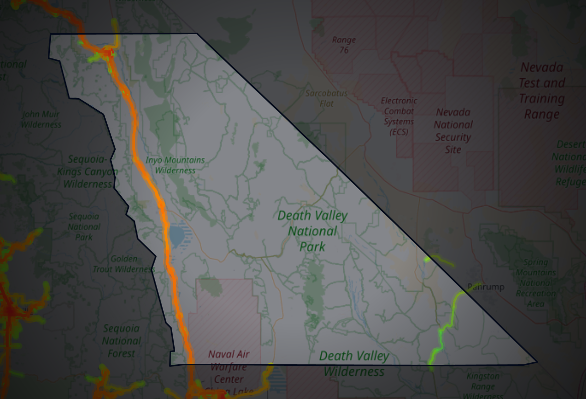 Traffic map of Inyo, California
