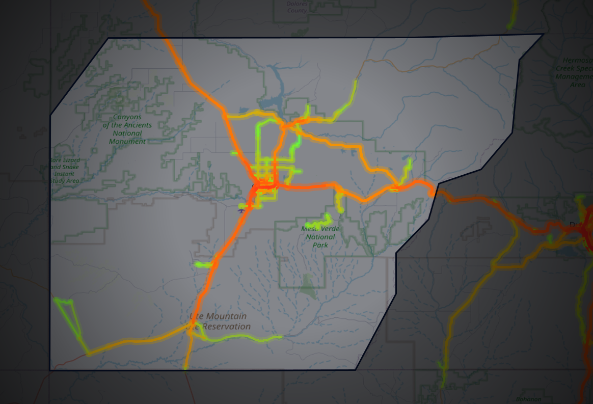 Traffic map of Montezuma, Colorado