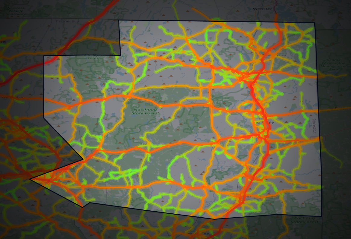 Traffic map of Windham, Connecticut