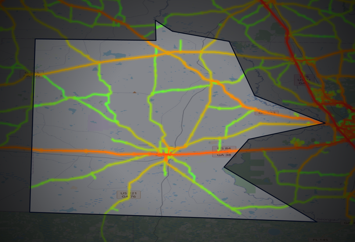 Traffic map of Brooks, Georgia