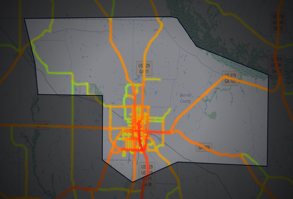 Traffic map of Ben Hill, Georgia