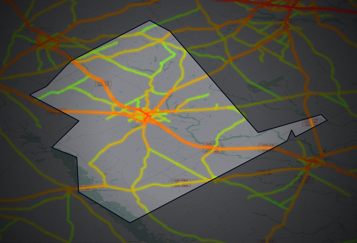 Traffic map of Dodge, Georgia