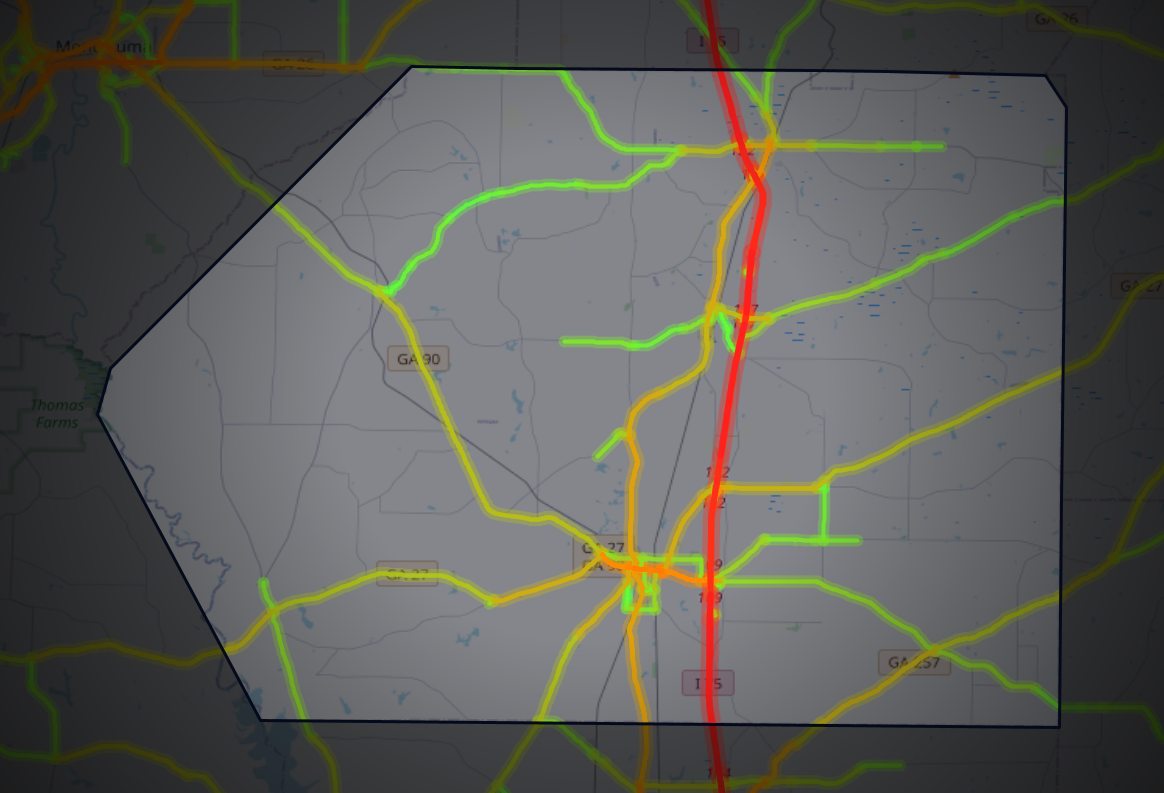 Traffic map of Dooly, Georgia