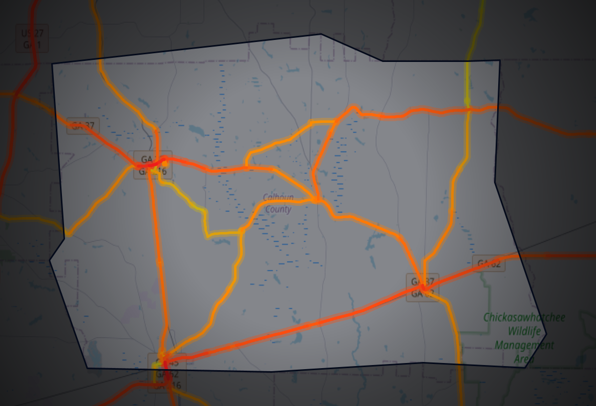 Traffic map of Calhoun, Georgia