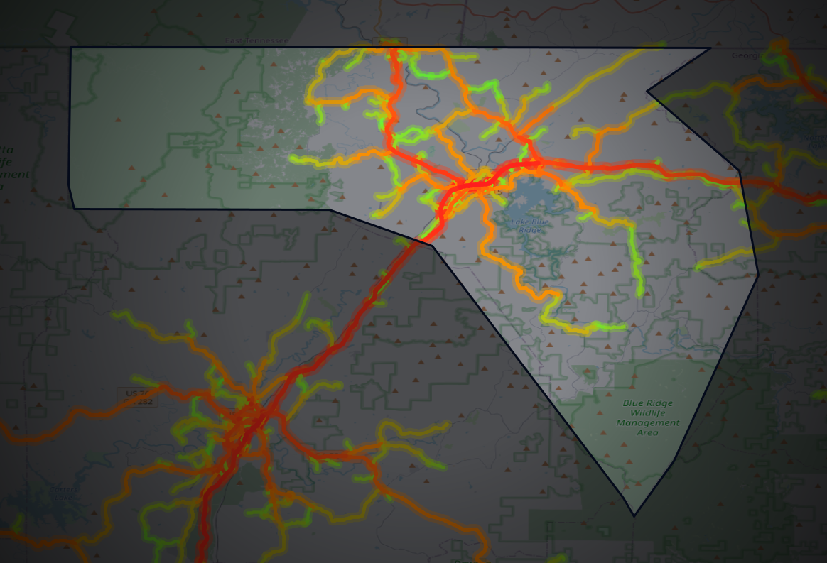 Traffic map of Fannin, Georgia