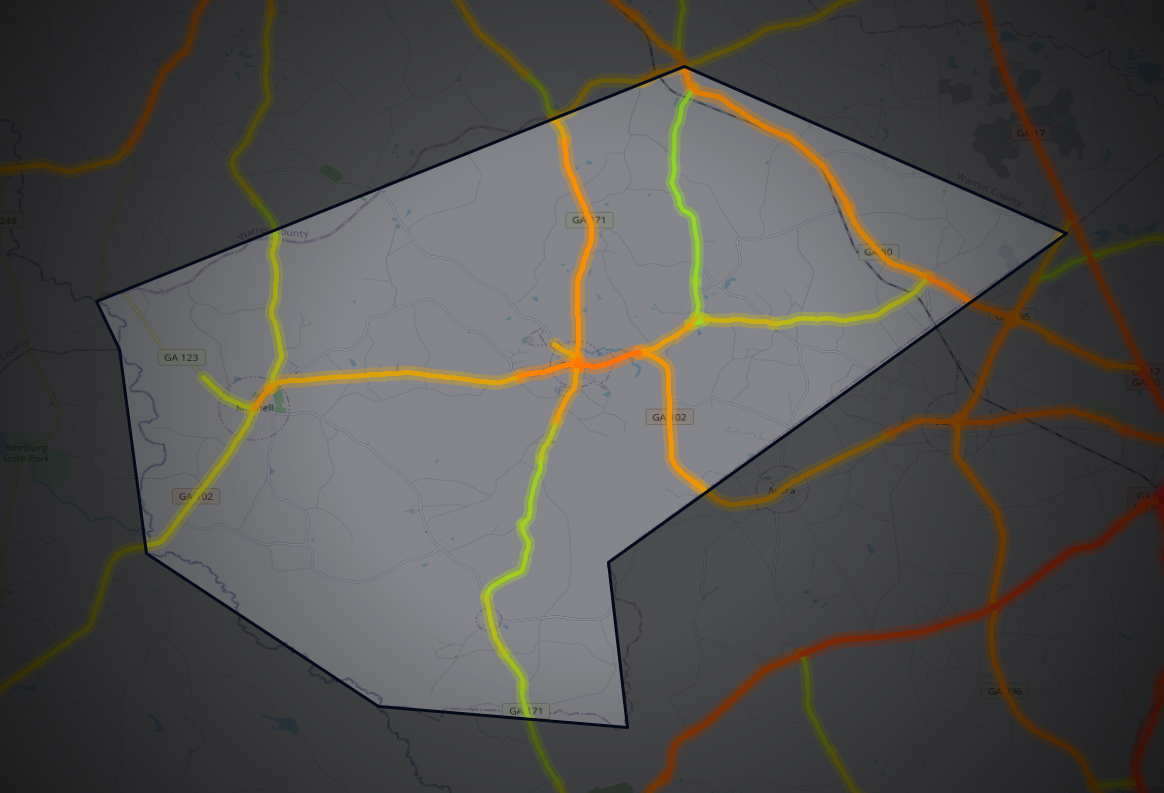 Traffic map of Glascock, Georgia